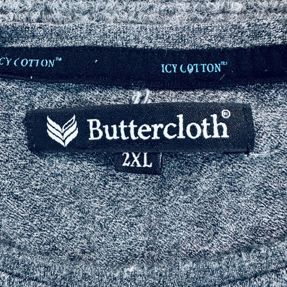 Buttercloth Men's 2XL Heather Grey Icy Cotton Rayon Blend T-Shirt Mint Infused - Picture 4 of 9